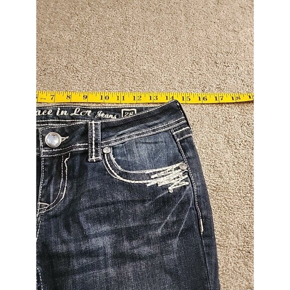 Grace In LA Women's Size 9/28 Embellished Flap Pockets  Heavy Stitch Bootcut - Picture 13 of 16